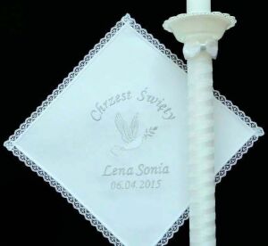 Baptism handkerchiefs and candles