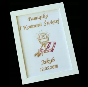 The first holy communion souvenirs in frame