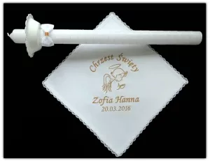 Christening handkerchiefs and candles