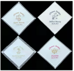 Christening handkerchiefs with embroidery