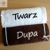 Duże ręczniki kąpielowe z napisem Twarz / Dupa