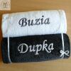 Ręczniku z napisem Buzia / Dupka