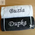 Ręczniku z napisem Buzia / Dupka