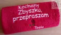 Prezent na przeprosiny - ręcznik z dedykacją, haftem