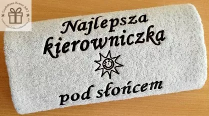 Prezent dla Szefowej, Szefa - ręcznik z dowolnym napisem i grafiką