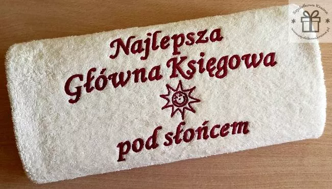 Prezent dla Księgowej, Księgowego - ręcznik z dedykacją, haftem