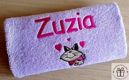 Prezent dla KOCIARY miłośniczki kotów - ręcznik z haftem