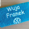 Prezent dla miłośnika volkswagena - ręcznik z napisem na indywidualne zamówienie