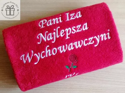 Prezent na zakończenie roku dla Nauczyciela, Wychowawcy, Przedszkolanki - ręcznik z haftem