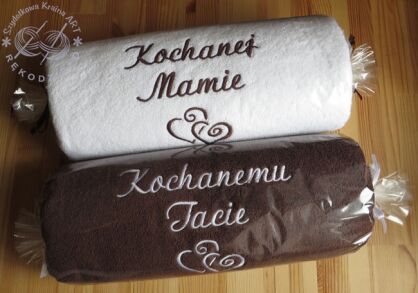 Ręczniki haftowane - prezent podziękowanie dla Rodziców - komplet 70x140 cm