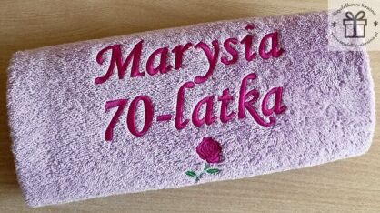 Prezent na 70 urodziny, siedemdziesiątkę - ręcznik z napisem, haftem