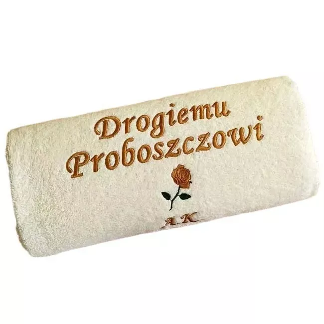 Prezent dla Proboszcza - ręcznik z dedykacją, haftem