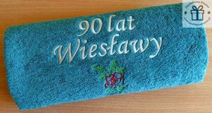 Prezent na 90 urodziny, dziewięćdziesiątkę - ręcznik z napisem, haftem