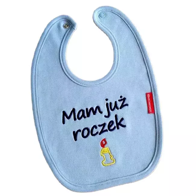 Prezent na Roczek - ślinika z napisem, haftem