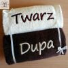 Śmieszne ręczniki na prezent z napisem Twarz / Dupa