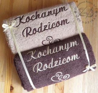 Podziękowania ślubne dla Rodziców - prezent - komplet ręczników z haftem 2 szt. 50x100 cm 