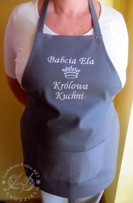 Prezent na Dzień Babci, Dziadka - fartuch z haftem